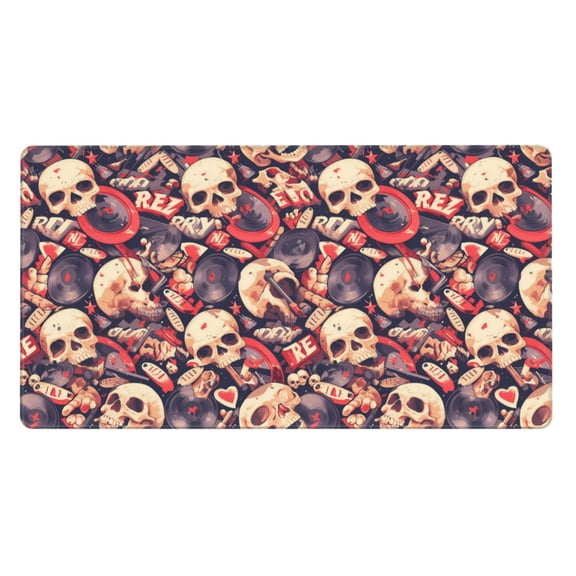 Kdxio Skull rock record artist Print Large Gaming Mouse Pad,Non-Slip Base,Water Resist Keyboard Pad for Gamer,Office & Home,29.5 x 15.8 in
