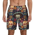 thumbnail image 1 of Kdxio Skulls And Flowers Print Men'S Swim Trunks With Compression Liner 7 Inch Inseam Quick Dry Swim Shorts, 1 of 7