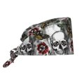 thumbnail image 1 of Kdxio Skulls Roses Pattern Turban Hat for Women Men Comfortable Adjustable Cleaning Working Cap with Sweatband, 1 of 8