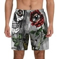 thumbnail image 1 of Kdxio Skulls Roses Print Men'S Swim Trunks With Compression Liner 7 Inch Inseam Quick Dry Swim Shorts, 1 of 7
