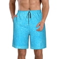 thumbnail image 1 of Kdxio Sky Blue Glitter Pattern Mens Casual Shorts - Drawstring Summer Beach Sports Shorts for Men, 1 of 9