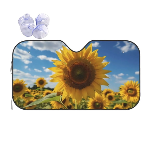 Kdxio Sky Golden Sunflower Field Print Front Windshield Sun Shade,Folding Auto Sunshade for Car Truck SUV-Medium