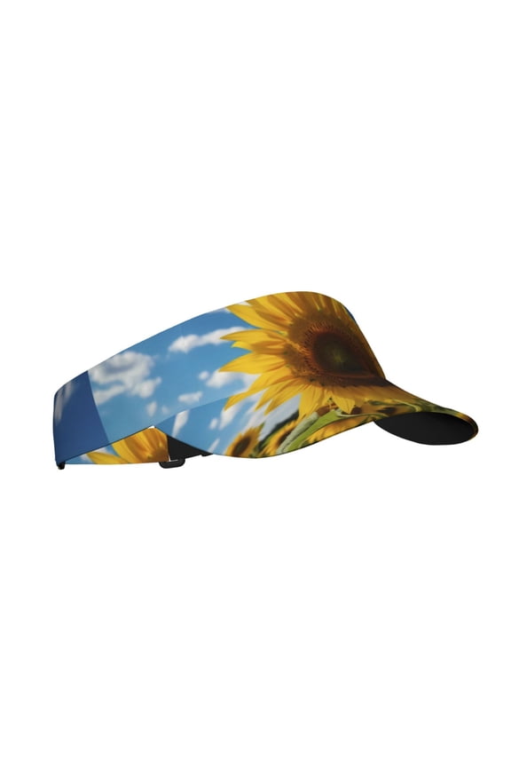 Sky Golden Sunflower Field Print Sun Visor Hat Golf Visor Adjustable Velcro Outdoor Sports Cap for Men Women