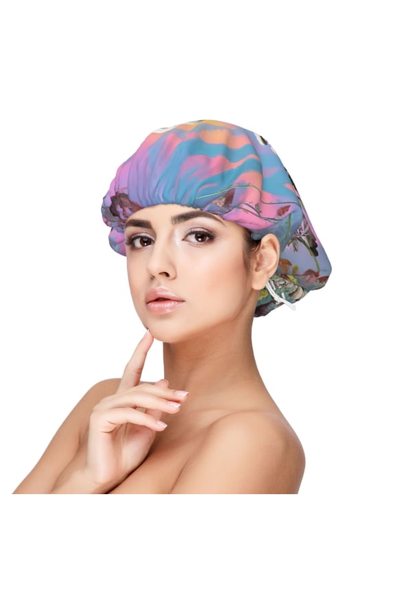 Sky Sunflower Skull Pattern Satin Bonnet Silk Bonnet Hair Bonnet for Sleeping Hair Bonnets for Women Curly Natural Hair