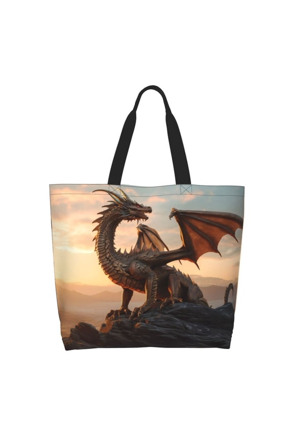 Sky Sunset Bronze Dragon Casual Tote Bags Women Big Capacity Shoulder Bag for Women Travel Shoulder Bags Handbags