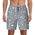 thumbnail image 1 of Kdxio Sleep Rabbit Print Men's Swim Trunks with Compression Liner 7 Inch Inseam Quick Dry Swim Shorts, 1 of 7