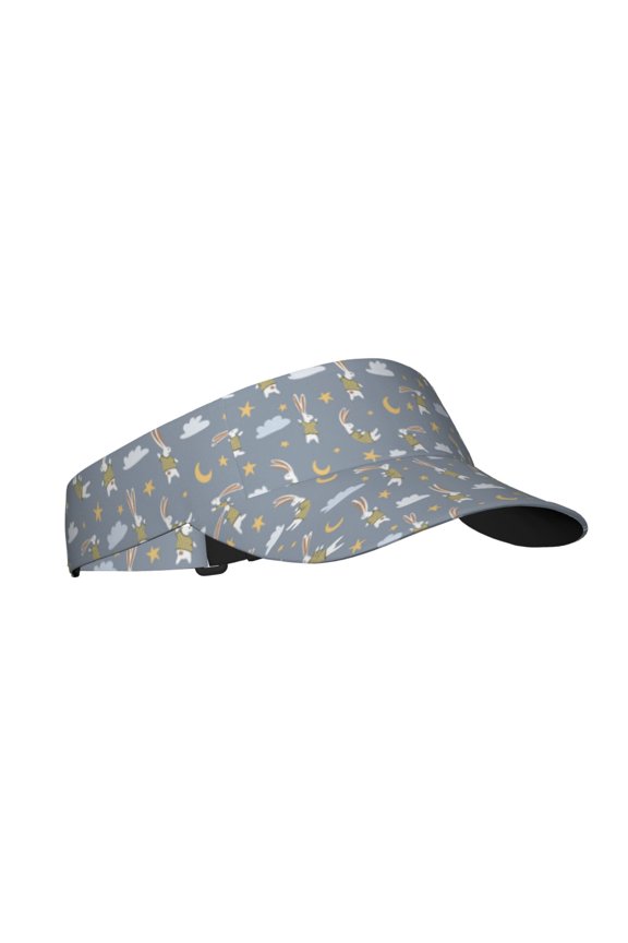Sleep Rabbit Print Sun Visor Hat Golf Visor Adjustable Velcro Outdoor Sports Cap for Men Women