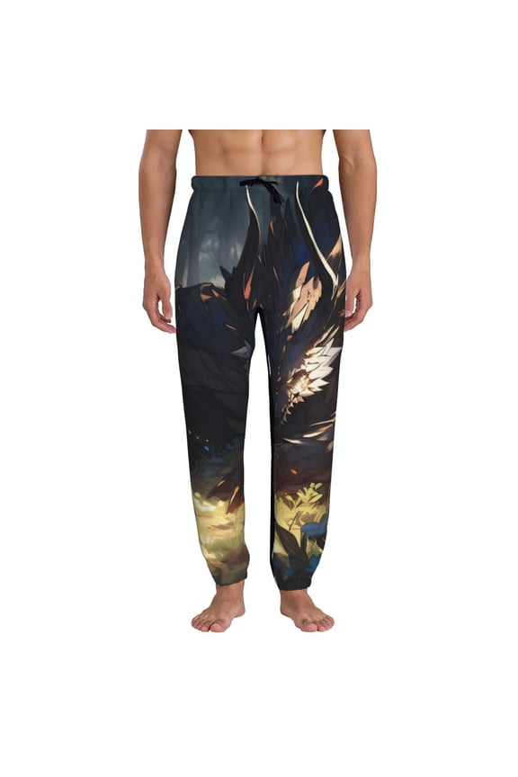 Sleeping Dragon In Forest Pattern Joggers,Sweatpants for Men with Pockets-3X-Large