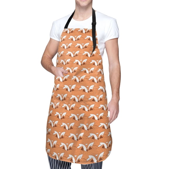 Kdxio Sleepy Foxes Apron with Pockets Adjustable Kitchen Aprons for Men Women Waterproof Aprons for Cooking,Drawing,Crafting, Baking Household Cleaning