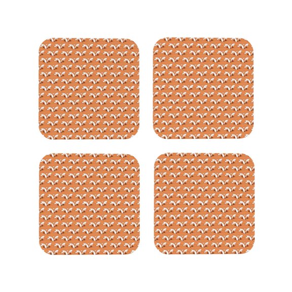 Kdxio Sleepy Foxes Funny Coasters,4 Pcs Leather Coasters,Housewarming Gifts,Protect Furniture from Water Marks Scratch and Damage