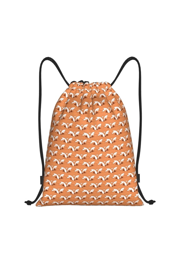 Sleepy Foxes Print Drawstring Backpack Bag,Waterproof Draw String Back Sack, Gym Drawstring Bags Swim Bag For Unisex
