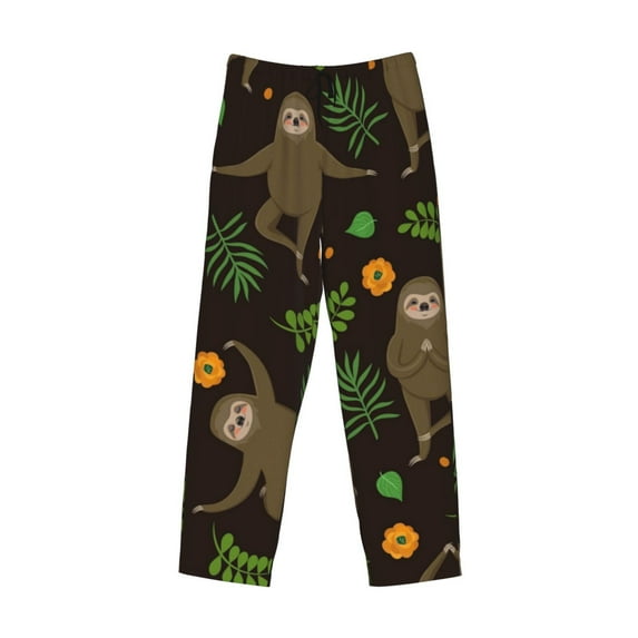Kdxio Sloth Doing Yoga Print Men's Sleep Pajama Pant Lounge Pants with Pockets