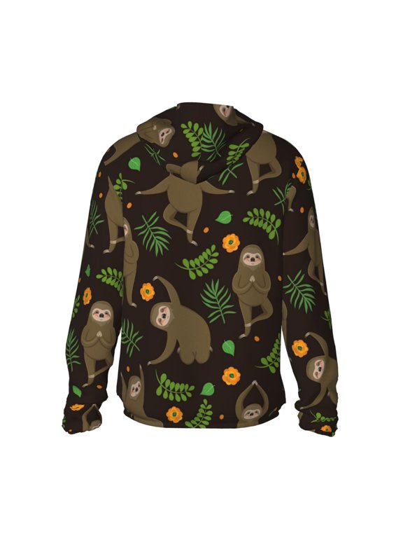 Sloth Doing Yoga Print Women Men Sun Protection UPF 50+ Jackets Zip Up Long Sleeve Hoodie Hiking Lightweight with Pockets