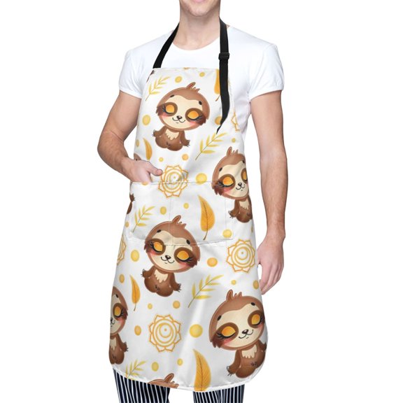 Kdxio Sloth Yoga Apron with Pockets Adjustable Kitchen Aprons for Men Women Waterproof Aprons for Cooking,Drawing,Crafting, Baking Household Cleaning