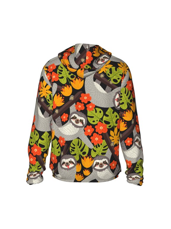 Sloth on the Branch Print Women Men Sun Protection UPF 50+ Jackets Zip Up Long Sleeve Hoodie Hiking Lightweight with Pockets