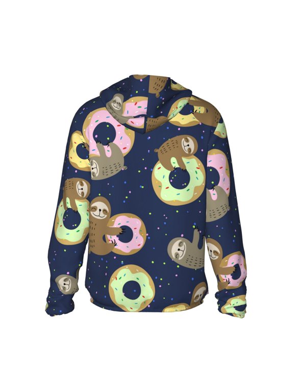 Sloth with Donuts Print Women Men Sun Protection UPF 50+ Jackets Zip Up Long Sleeve Hoodie Hiking Lightweight with Pockets