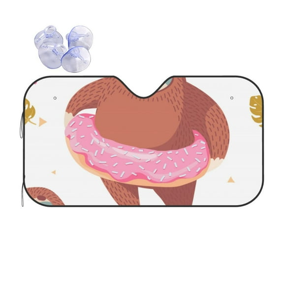 Kdxio Sloth with Donuts1 Print Front Windshield Sun Shade,Folding Auto Sunshade for Car Truck SUV-Small