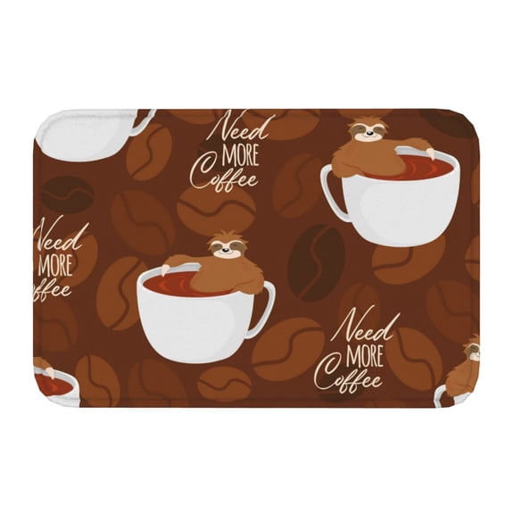 Kdxio Sloths Need More Coffee,16" x 24", Non-Slip Front Door Mats,Outdoor Welcome Mat Washable