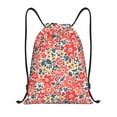 thumbnail image 1 of Kdxio Small Coral Red Flowers Print Drawstring Backpack Bag,Waterproof Draw String Back Sack, Gym Drawstring Bags Swim Bag For Unisex, 1 of 5