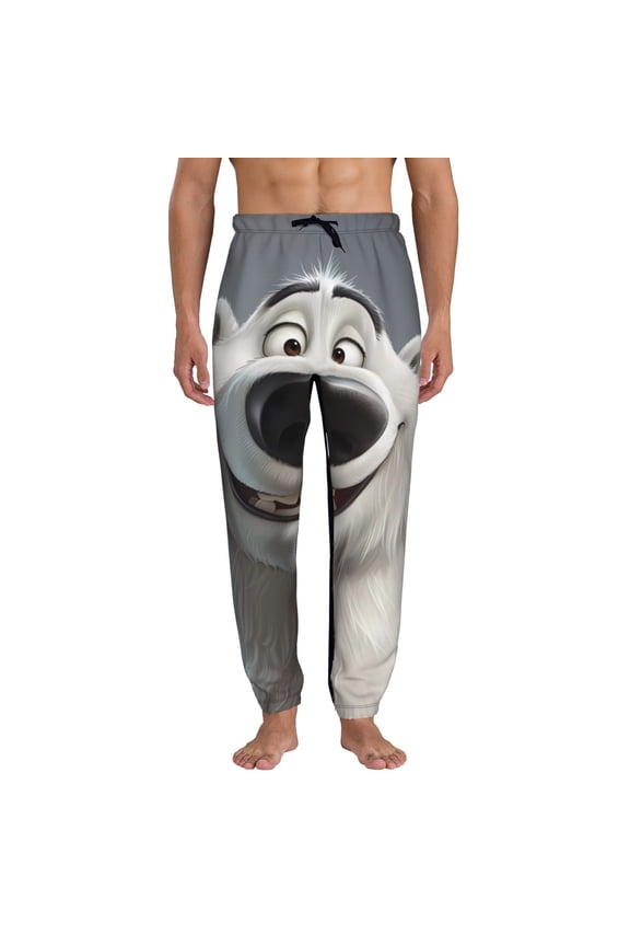 Smiling Polar Bear Pattern Joggers,Sweatpants for Men with Pockets-Small