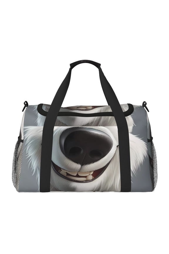 Smiling Polar Bear Travel Duffel Bag Gym Bag Weekender Travel Bag Gym Bag for Women &Men Airplane Travel Essentials for Flying
