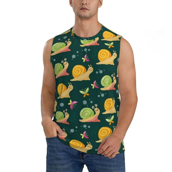 Kdxio Snails And Butterfies for Men's Muscle T-shirt,Sleeveless for Workout Running Athletic Gym Lounge Casual