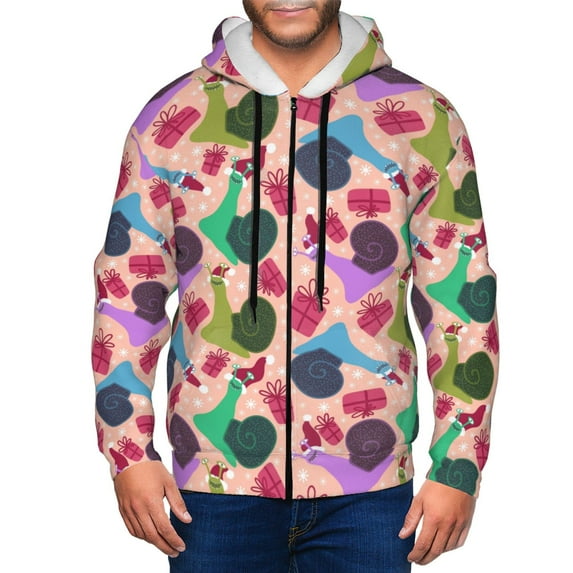 Kdxio Snails Print Men Hoodies Casual Hoodies for Men with Zip Pockets Full Zip Long Sleeve Sweatshirt Sports Hooded Jacket-XX-Large