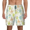 thumbnail image 1 of Kdxio Snake And Cactus Print Men's Swim Trunks with Compression Liner 7 Inch Inseam Quick Dry Swim Shorts, 1 of 7