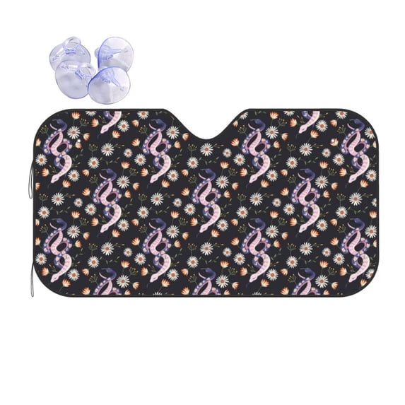 Kdxio Snake And Floral1 Print Front Windshield Sun Shade,Folding Auto Sunshade for Car Truck SUV-Small