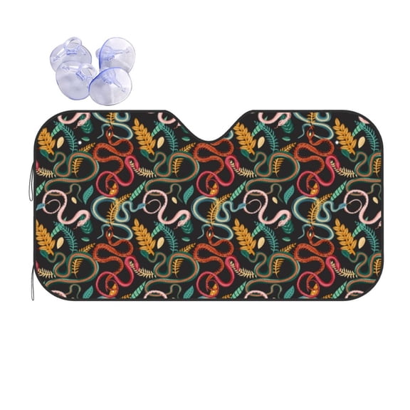 Kdxio Snake And Flower Print Front Windshield Sun Shade,Folding Auto Sunshade for Car Truck SUV-Small