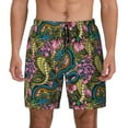 thumbnail image 1 of Kdxio Snake And Flower Print Men's Swim Trunks with Compression Liner 7 Inch Inseam Quick Dry Swim Shorts, 1 of 7