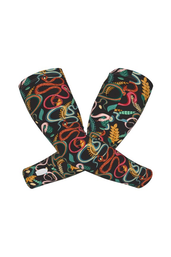Snake And Flower Print UV Sun Protection Arm Sleeves - Tattoo Cover Up - Basketball Arm Sleeve UPF 50 Cooling for Men Women