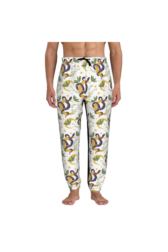 Snake And Moon Pattern Joggers,Sweatpants for Men with Pockets-3X-Large