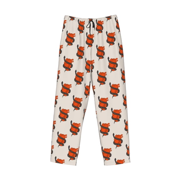 Kdxio Snake Around Heart Print Men's Sleep Pajama Pant Lounge Pants with Pockets