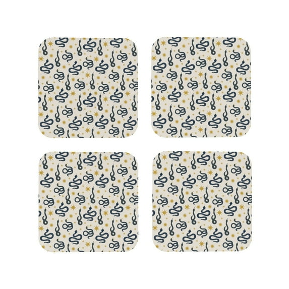 Kdxio Snake Funny Coasters,4 Pcs Leather Coasters,Housewarming Gifts,Protect Furniture from Water Marks Scratch and Damage