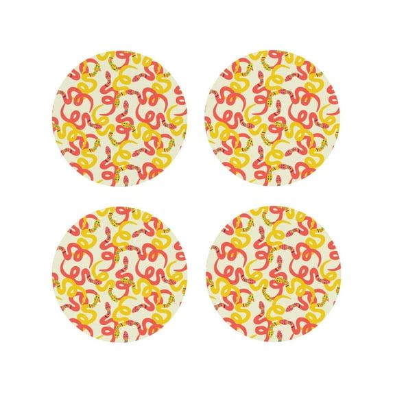 Kdxio Snake Funny Coasters,4 Pcs Leather Coasters,Housewarming Gifts,Protect Furniture from Water Marks Scratch and Damage