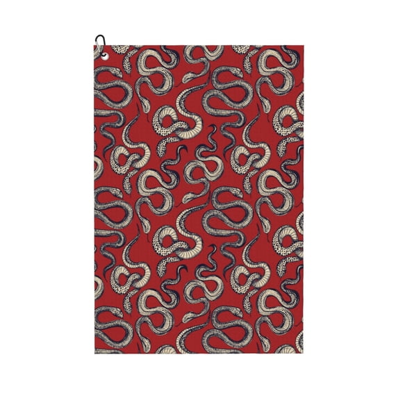 Kdxio Snake Pattern Golf Towel (24" X 16") with Carabiner Clip - The Convenient Golf Cleaning Towel
