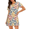 thumbnail image 1 of Kdxio Snake Pattern Womens Short Sleeve Sleepshirt Scoopneck Cute Nightdress Ruffle Comfy Nightgown, 1 of 6