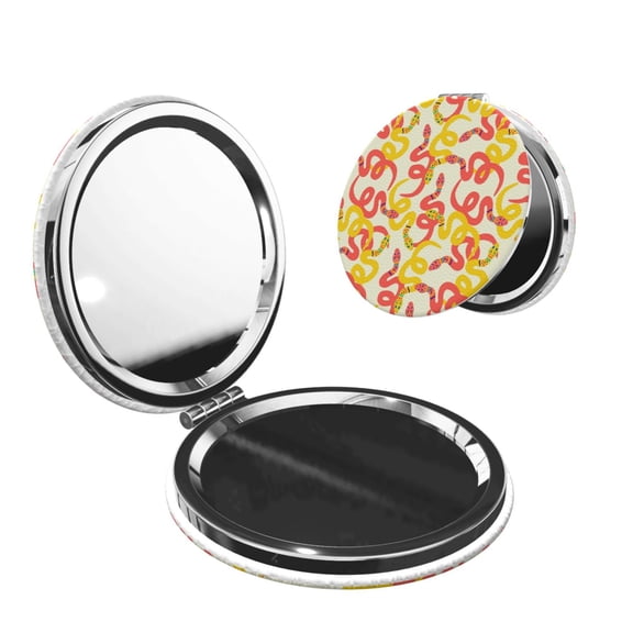 Kdxio Snake Pocket Mirror, 1X/2X Travel Makeup Mirror 2-Sided Folding Small Mirror Portable Double-Sided Magnifying Cosmetic Mirror for Gift-Round Shape