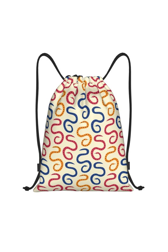 Snake Print Drawstring Backpack Bag,Waterproof Draw String Back Sack, Gym Drawstring Bags Swim Bag For Unisex