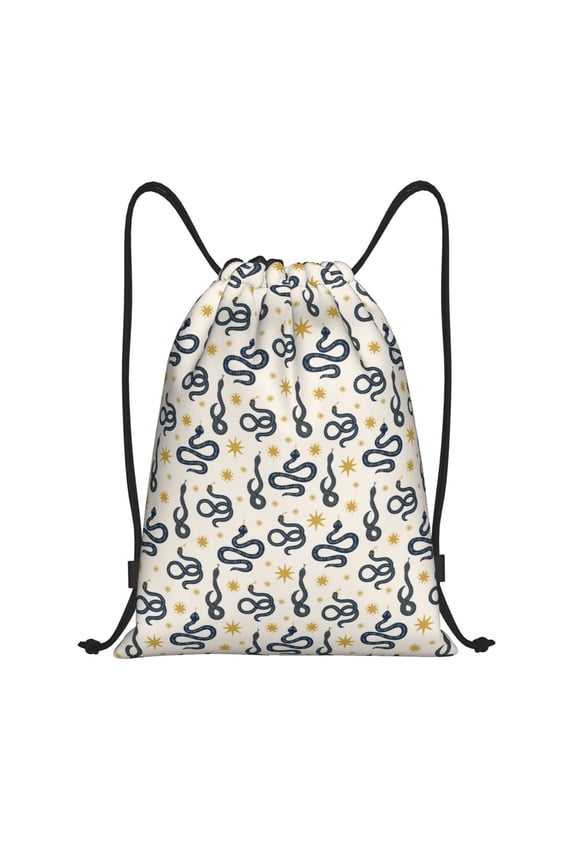 Snake Print Drawstring Backpack Bag,Waterproof Draw String Back Sack, Gym Drawstring Bags Swim Bag For Unisex