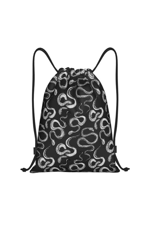 Snake Print Drawstring Backpack Bag,Waterproof Draw String Back Sack, Gym Drawstring Bags Swim Bag For Unisex