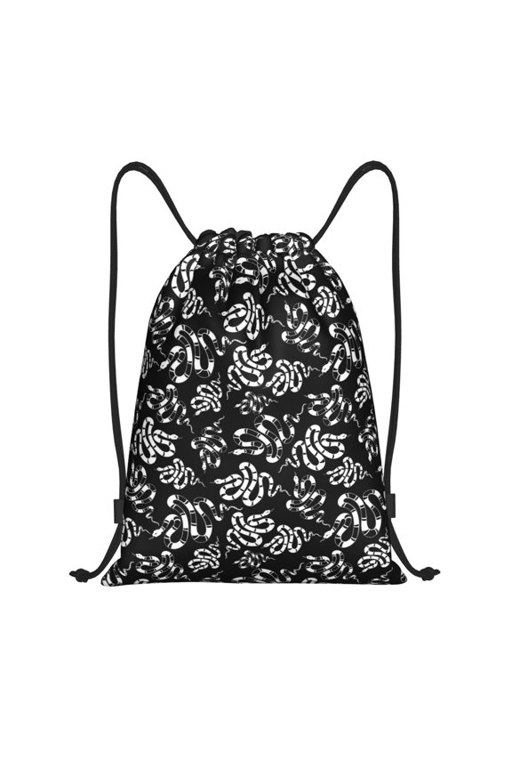 Snake Print Drawstring Backpack Bag,Waterproof Draw String Back Sack, Gym Drawstring Bags Swim Bag For Unisex