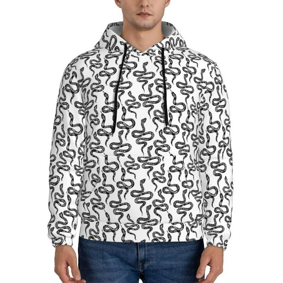 Kdxio Snake Print Mens Casual Hooded Collar Drawstring Hoodies Pullover Sweatshirts Casual Long Sleeve Shirts-X-Large