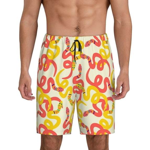 Kdxio Snake Print Mens Sleep Shorts Bottoms Soft Comfy Pajama Wear Pants with Drawstring Pockets
