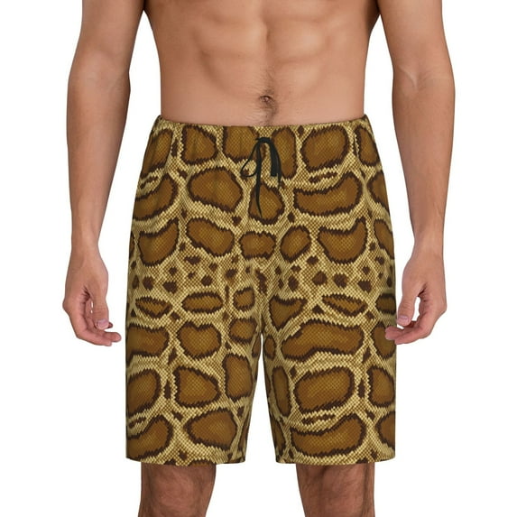 Kdxio Snake Skin Print Mens Sleep Shorts Bottoms Soft Comfy Pajama Wear Pants with Drawstring Pockets