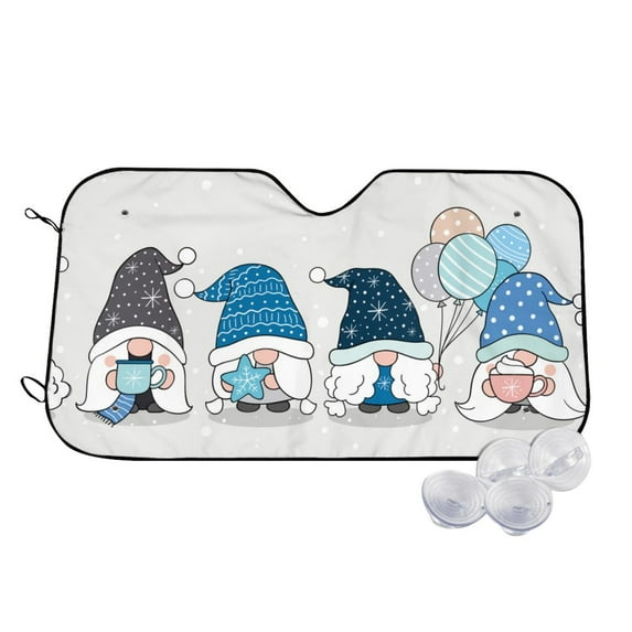 Kdxio Snow Gnome for Winter Print Windshield Sun Shade,UV Rays and Sun Heat Protection,Sunshade for Car Windshield,Car Shade Front Windshield - Medium