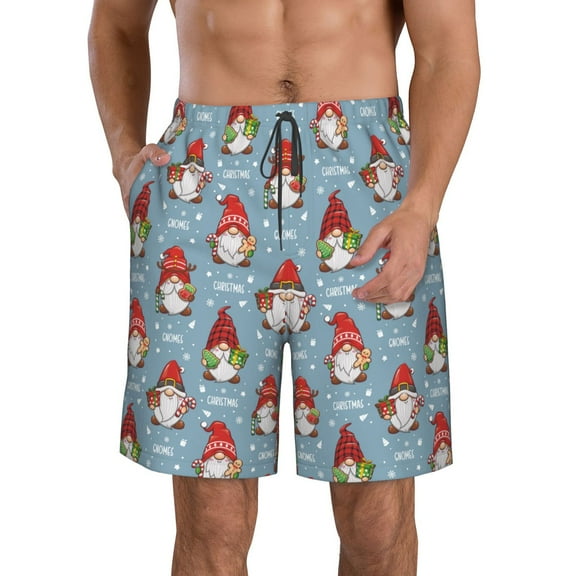 Kdxio Snowflake Christmas gnome Pattern Mens Casual Shorts - Drawstring Summer Beach Sports Shorts for Men