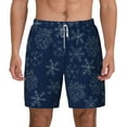 thumbnail image 1 of Kdxio Snowflake Dark Blue Print Men'S Swim Trunks With Compression Liner 7 Inch Inseam Quick Dry Swim Shorts, 1 of 7