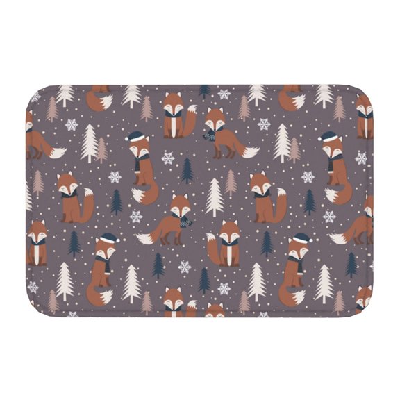 Kdxio Snowflake Fox,16" x 24", Non-Slip Front Door Mats,Outdoor Welcome Mat Washable